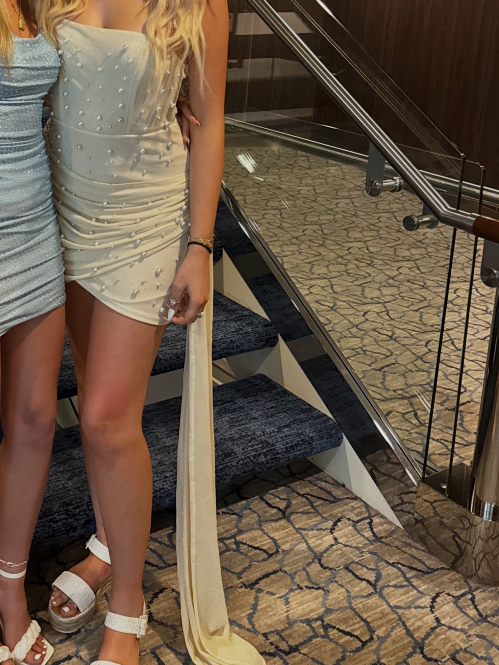 Strapless Ivory Pearl-Embellished Dress